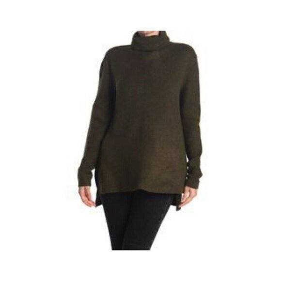 Sweet Romeo olive green turtle neck sweater with high low hem nwt medium - Picture 1 of 12